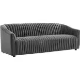 Announce Sofa in Channel Tufted Charcoal Gray Velvet