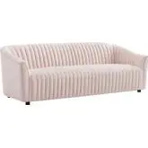 Announce Sofa in Channel Tufted Pink Velvet