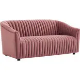 Announce Loveseat in Channel Tufted Rose Velvet