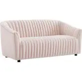 Announce Loveseat in Channel Tufted Pink Velvet