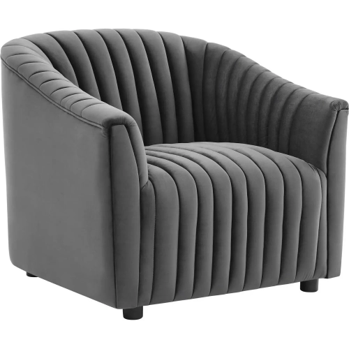 Announce Accent Chair in Channel Tufted Charcoal Gray Velvet