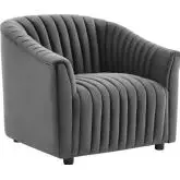 Announce Accent Chair in Channel Tufted Charcoal Gray Velvet