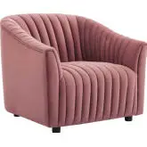 Announce Accent Chair in Channel Tufted Rose Velvet