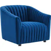 Announce Accent Chair in Channel Tufted Navy Blue Velvet