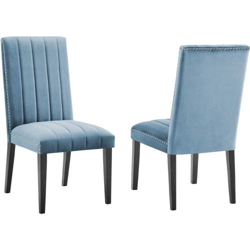 Catalyst Dining Chair in Channel Tufted Light Blue Velvet (Set of 2)