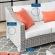 Conway Outdoor 4 Piece Sofa Set in Light Gray Poly Rattan & White Fabric