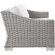 Conway Outdoor 4 Piece Sofa Set in Light Gray Poly Rattan & White Fabric