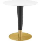 Zinque 28" Dining Table in White Finish, Black & Gold Steel