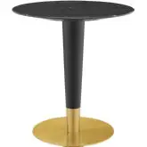 Zinque 28" Dining Table in Black Faux Marble, Black & Gold Steel