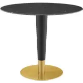 Zinque 36" Dining Table in Black Faux Marble, Black & Gold Steel