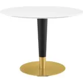 Zinque 40" Dining Table in White Finish, Black & Gold Steel