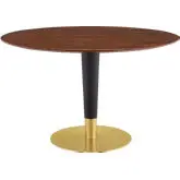 Zinque 47" Dining Table in Walnut Finish, Black & Gold Steel