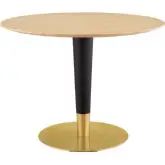 Zinque 40" Dining Table in Wood Finish, Black & Gold Steel