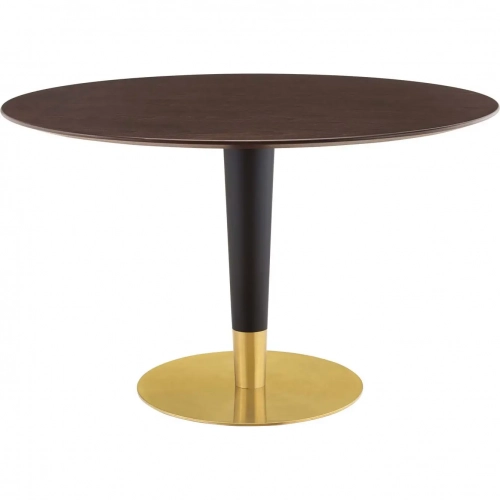 Zinque 47" Dining Table in Cherry Walnut, Black & Gold Steel