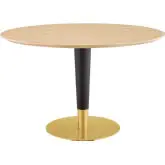 Zinque 47" Dining Table in Wood Finish, Black & Gold Steel