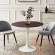 Lippa 36" Dining Table in Cherry Walnut Finish & White Metal