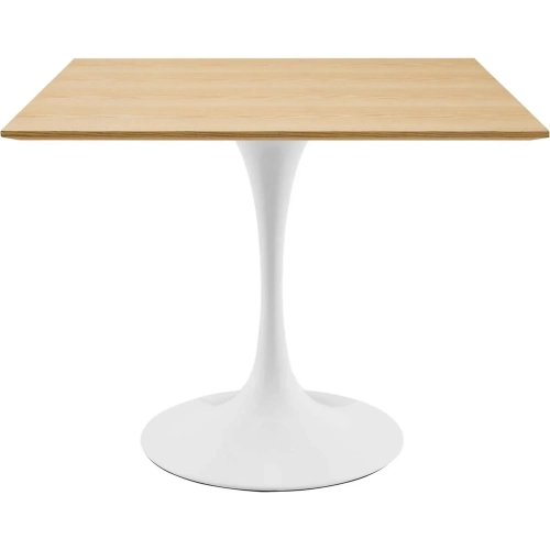 Lippa 36" Square Dining Table in Natural Wood Finish & White Metal