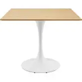 Lippa 36" Square Dining Table in Natural Wood Finish & White Metal