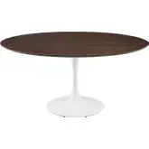 Lippa 60" Dining Table in Cherry Walnut Finish & White Metal