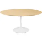 Lippa 60" Dining Table in Natural Wood Finish & White Metal