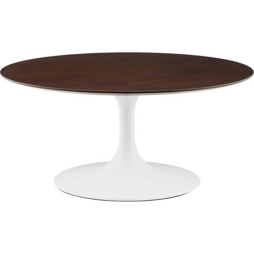 Lippa 36" Coffee Table in Cherry Walnut Finish & White Metal