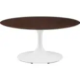 Lippa 36" Coffee Table in Cherry Walnut Finish & White Metal