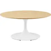 Lippa 36" Coffee Table in Natural Wood Finish & White Metal