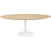 Lippa 78" Oval Dining Table in Natural Wood Finish & White Metal