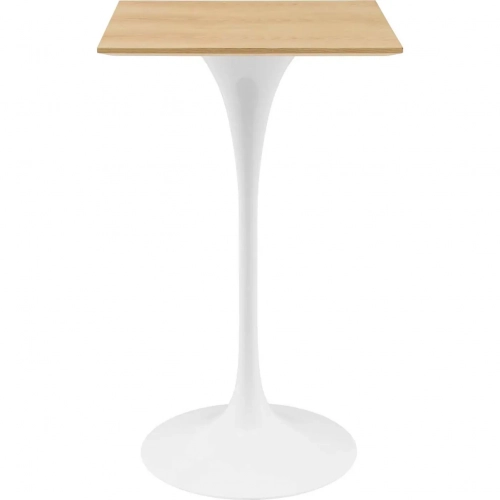 Lippa 28" Square Bar Table in Natural Wood Finish & White Metal