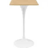 Lippa 28" Square Bar Table in Natural Wood Finish & White Metal