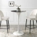 Lippa 28" Bar Table in Black Faux Marble & White Metal