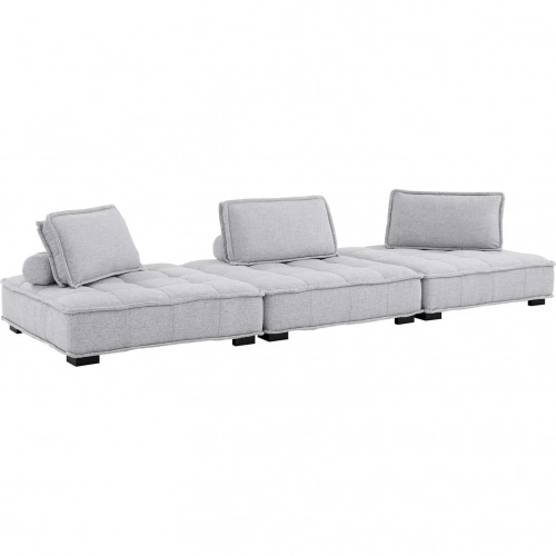 Saunter 3 Piece Sofa in Tufted Light Gray Fabric