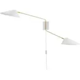 Journey 2 Light Swing Arm Wall Sconce in White Metal & Brass