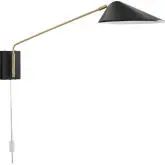 Journey 24" Swing Arm Wall Sconce in Black Metal & Brass