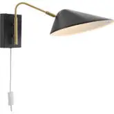 Journey 7" Swing Arm Wall Sconce in Black Metal & Brass