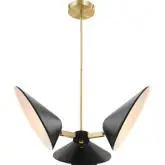 Journey 3 Light 3" Arm Ceiling Pendant Light in Black Metal & Brass