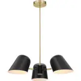 Briana 3 Light Ceiling Pendant Light in Black Metal & Brass