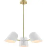 Briana 3 Light Ceiling Pendant Light in White Metal & Brass