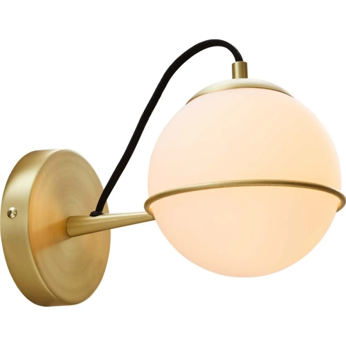 Hanna Hardwire Wall Sconce in Gold Metal & Opal Glass