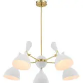 Declare 5 Light 6" Arm Ceiling Pendant Light in White Metal & Brass