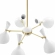 Declare 5 Light 6" Arm Ceiling Pendant Light in White Metal & Brass