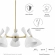 Declare 5 Light 6" Arm Ceiling Pendant Light in White Metal & Brass