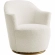 Nora Accent Swivel Chair in White Boucle Fabric & Gold