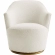 Nora Accent Swivel Chair in White Boucle Fabric & Gold