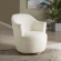Nora Accent Swivel Chair in White Boucle Fabric & Gold