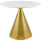 Tupelo 36" Dining Table in White Faux Marble & Gold Steel