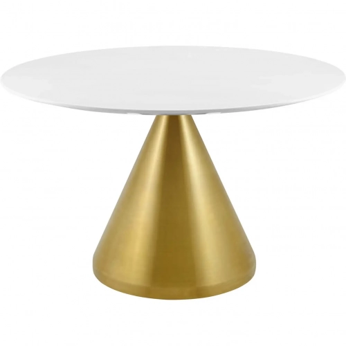 Tupelo 47" Dining Table in White Faux Marble & Gold Steel