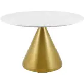 Tupelo 47" Dining Table in White Faux Marble & Gold Steel