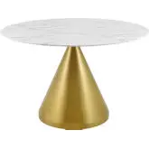 Tupelo 47" Dining Table in White Faux Marble & Gold Steel