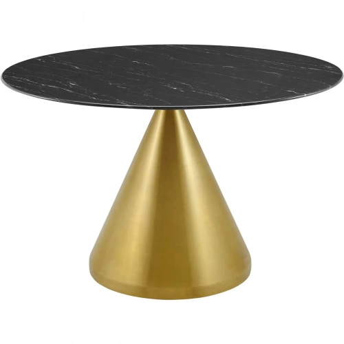 Tupelo 47" Dining Table in Black Faux Marble & Gold Steel